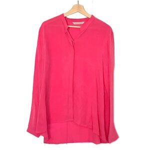 Max Volmary Silk Long Sleeve Blouse Button Up in Raspberry 10 NWOT